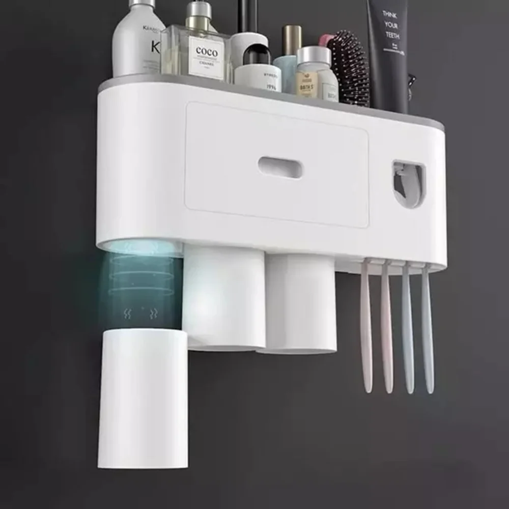 Modern White Wall-Mounted Bathroom Organizer